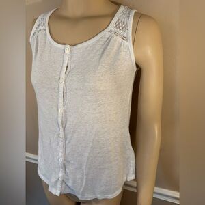 Women's CATO White Lace Trim Button-Up Top XS